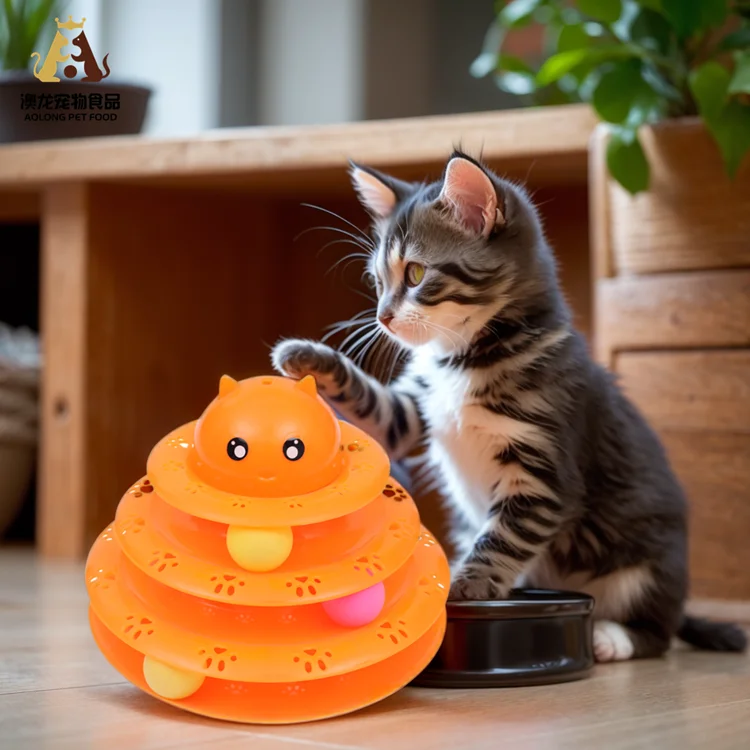 Mini 3-Layer Christmas Tree Training Track Glow Turntable with BELL Light Catnip Ball Mint Toy Cat Pet Supplies
