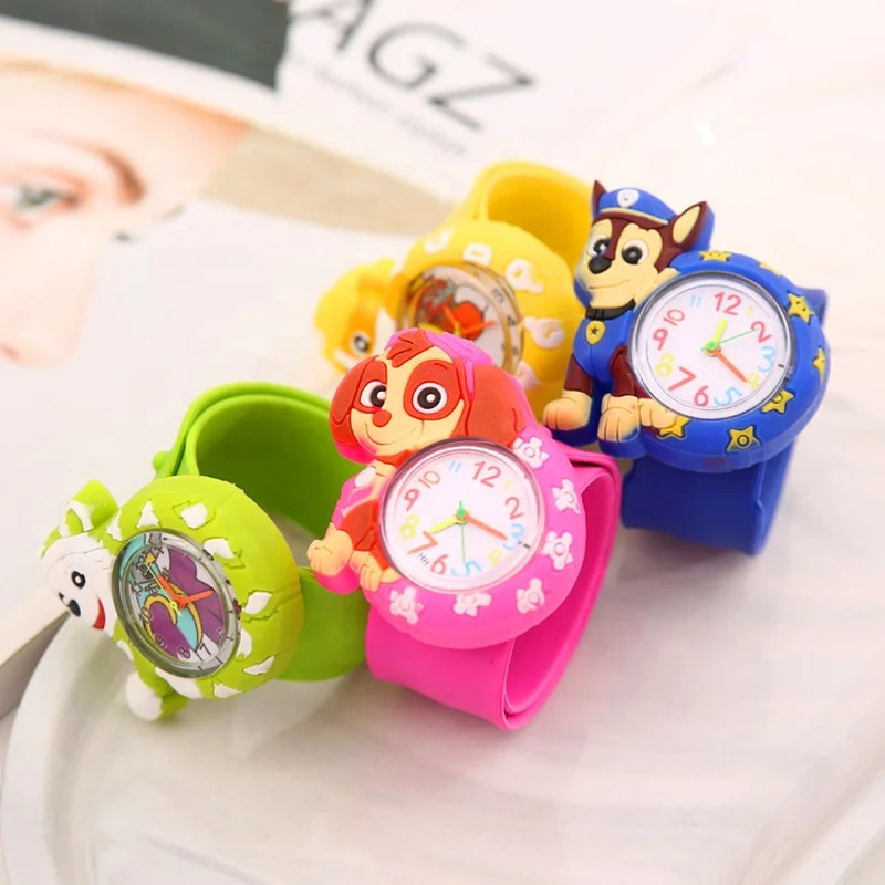 Wholesale cheap toy paw cartoon slap snap on silicon wrist watch kids watches cartoon slap watch children