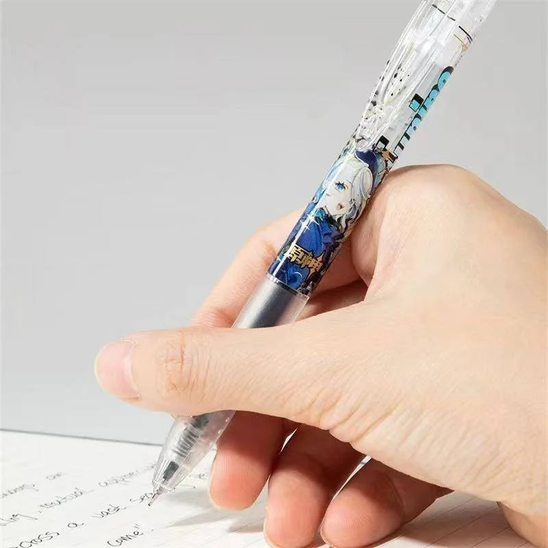 1Pcs Game Genshin Impact 0.5mm Gel Pen With PVC Bookmark Student Water Pen Cute School Supplies Stationery gift