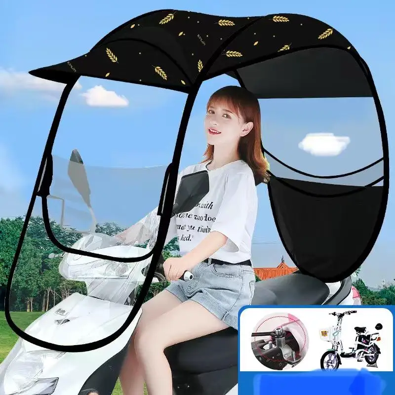 Custom Outdoor Tempered Retractable Plastic Window Design Sunscreen Motorcycle Umbrella Sun Rain Canopy Tent Awning