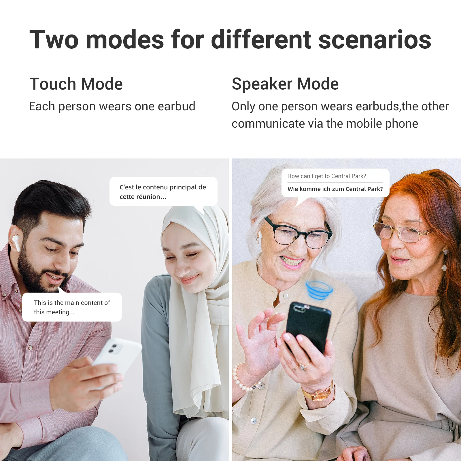 Wooask M6 Smart Translator Earbuds 144 Languages Voice Portable Wireless Headset Translation Device Real Time Translator