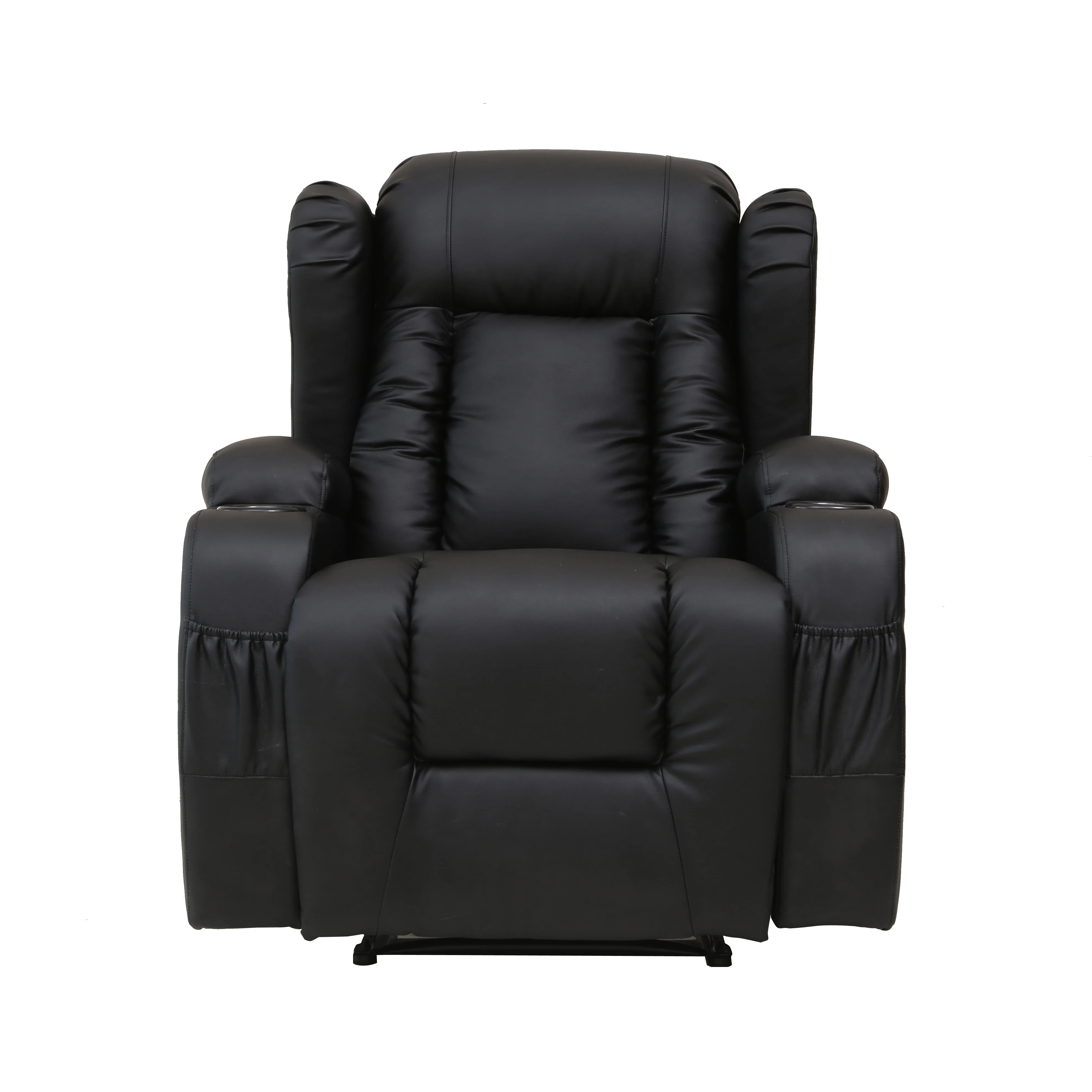 Manual Recliner Chair PU Leather Massage Heating Leisure Recliner Sofa for Living Room