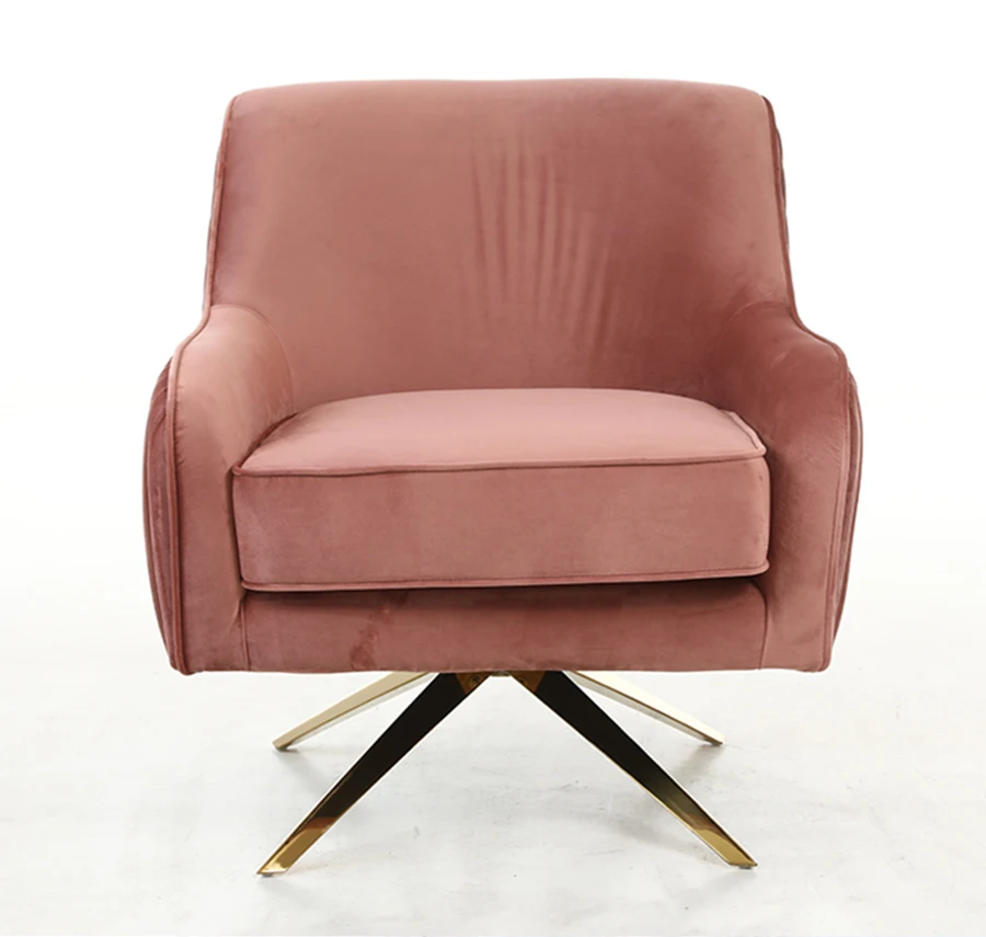 Wholesale Modern Luxury Velvet Upholstered Rotate Stainless Steel Base Dining Chair