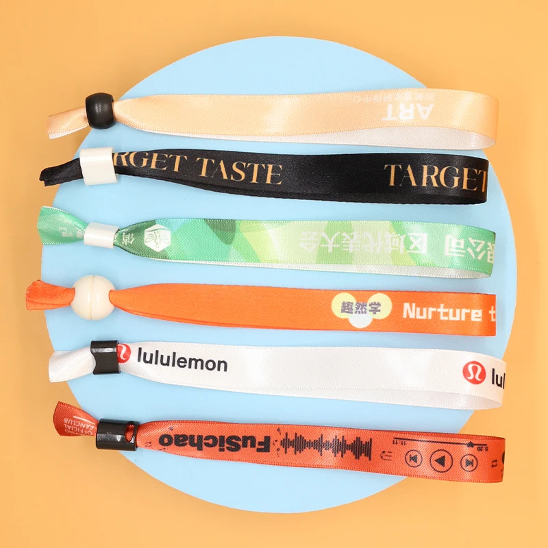 2024 Handmade Fabric Woven Cloth Wristband Party Personal Logo Wrist Band for Festival Event Fabric Bracelets With Lock