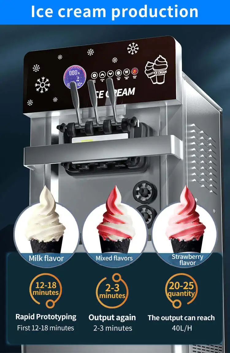 Food cart Ice Cream Machine Economic tabletop Stainless Steel Commercial Automatic Soft Serve Ice Cream Maker Machine
