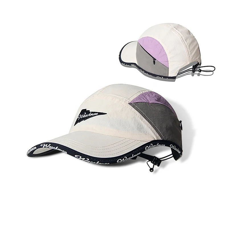 [Waterproof]Custom 5 Panel Camp Cap Matching Quick Dry Cycling Hiking Baseball hat anti-drop collectable chin strap surf cap