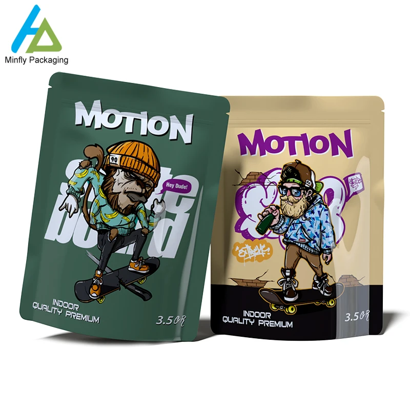 Custom Printed Candy Stand Pouches Matte PVC PET 3.5g 7g 14g 1oz 1lb PE/PE Snack Mylar Zipper Bags Reusable 3.5 Re-Sealable