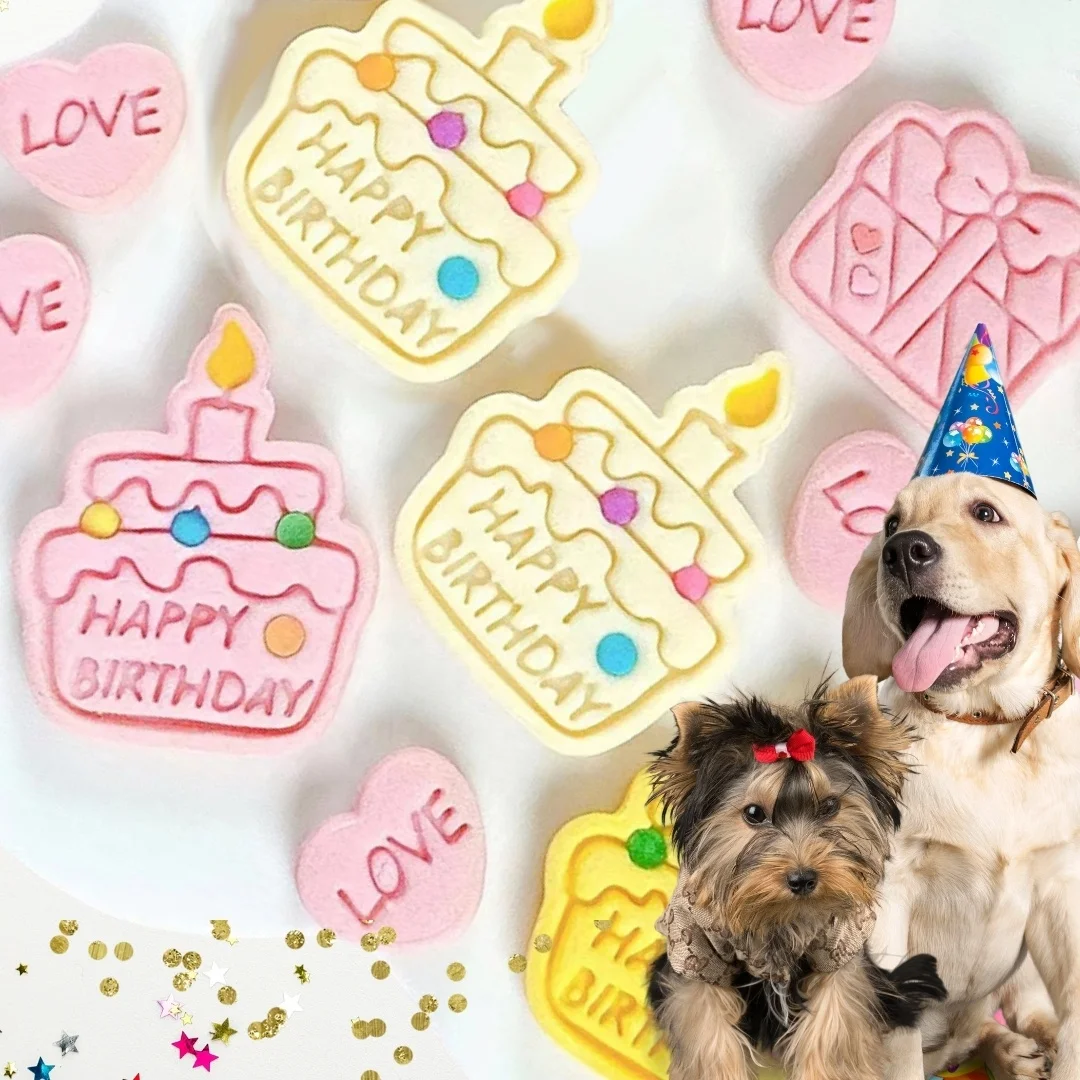Custom pet birthday decoration cookies Hand Made Individual Pack Cute Healthy Pet Training treats Cat Dog Cookies Donut snack