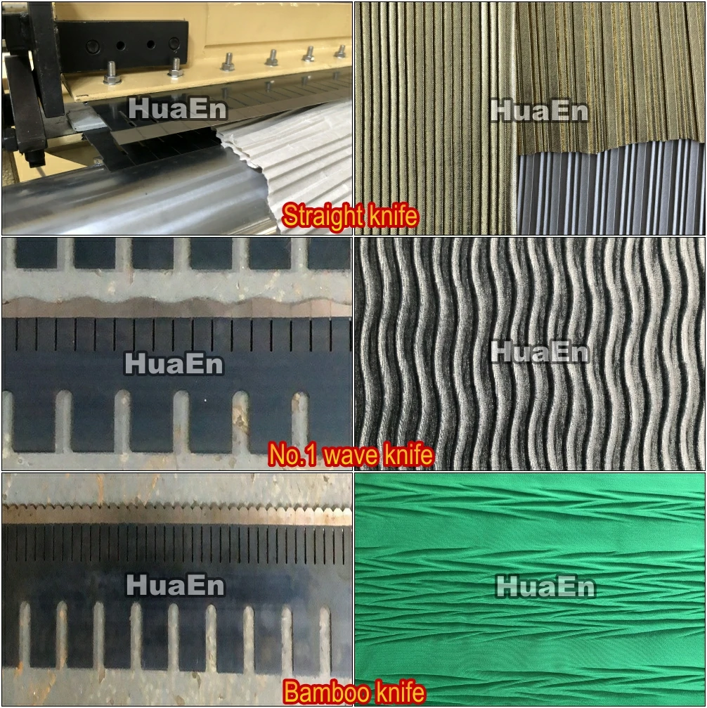 China HuaEn garment factory cloth textile fabric nylon poplin silk spandex polyester fiber fir flat waffle pleat machine