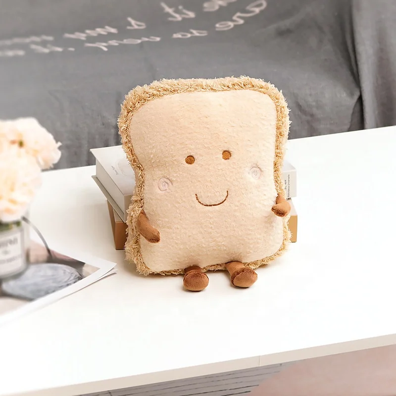 Custom Made Soft Toy Toast Sliced Bread Pillow Cute  Smile Stuffed Bread Toy Cotton Plush Sofa Pillows Toast soft toy, Brown