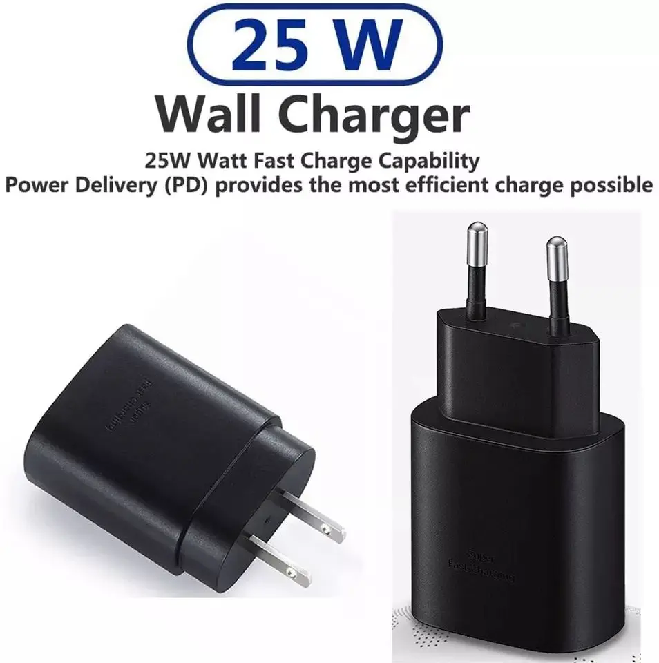 Wholesale Mobile Phone Accessories 3 Pin Usb-c Wall Charger US Type C Plug Usb C Adapter 25w Super Fast Charger For Note 20 S20