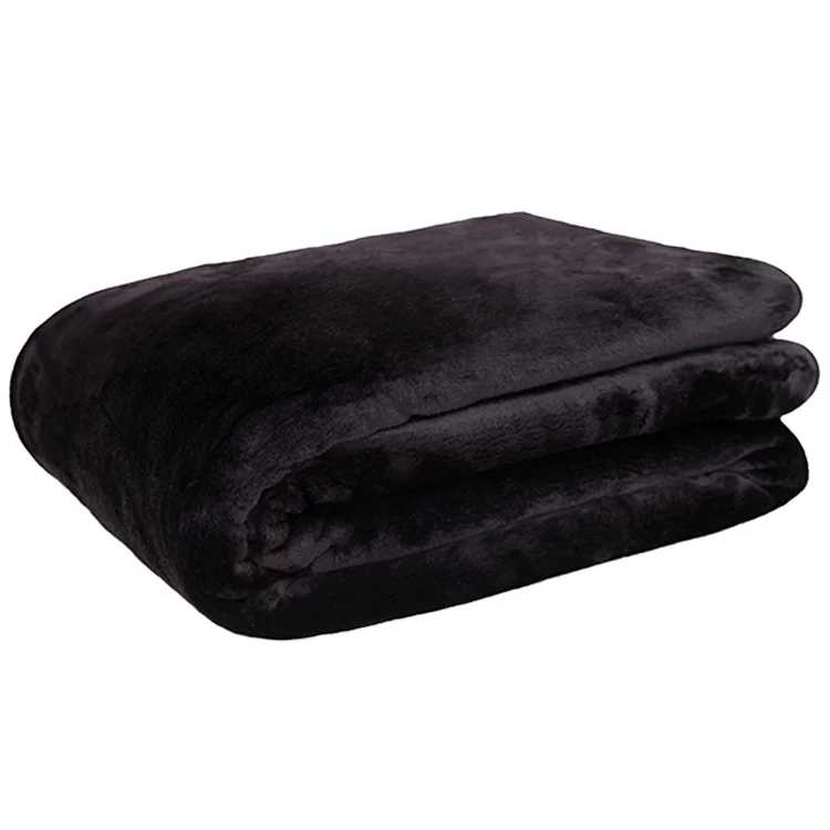  Customize soft flannel black blanket for couch with hemming