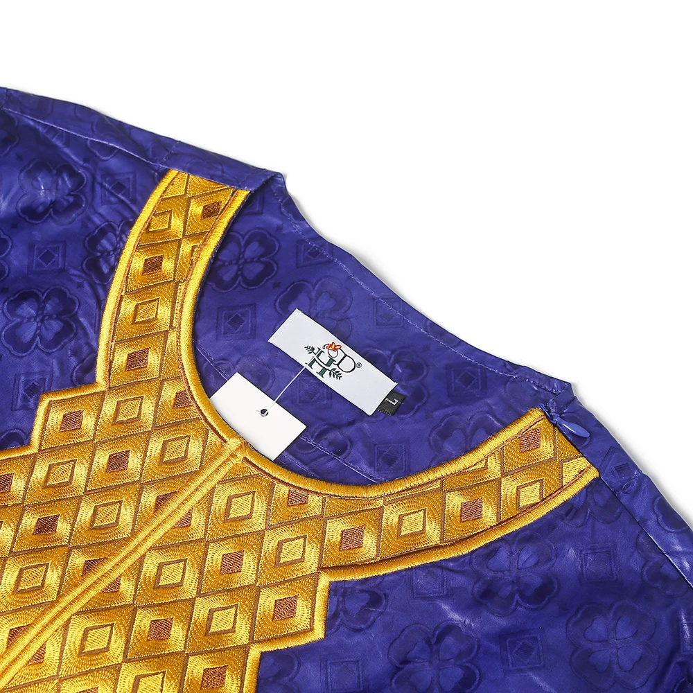 H & D  African Clothes for Men Top Pant 2 Pieces Set African Men Outfit Riche Embroidery Shirt With Trouser Rich Bazin Original