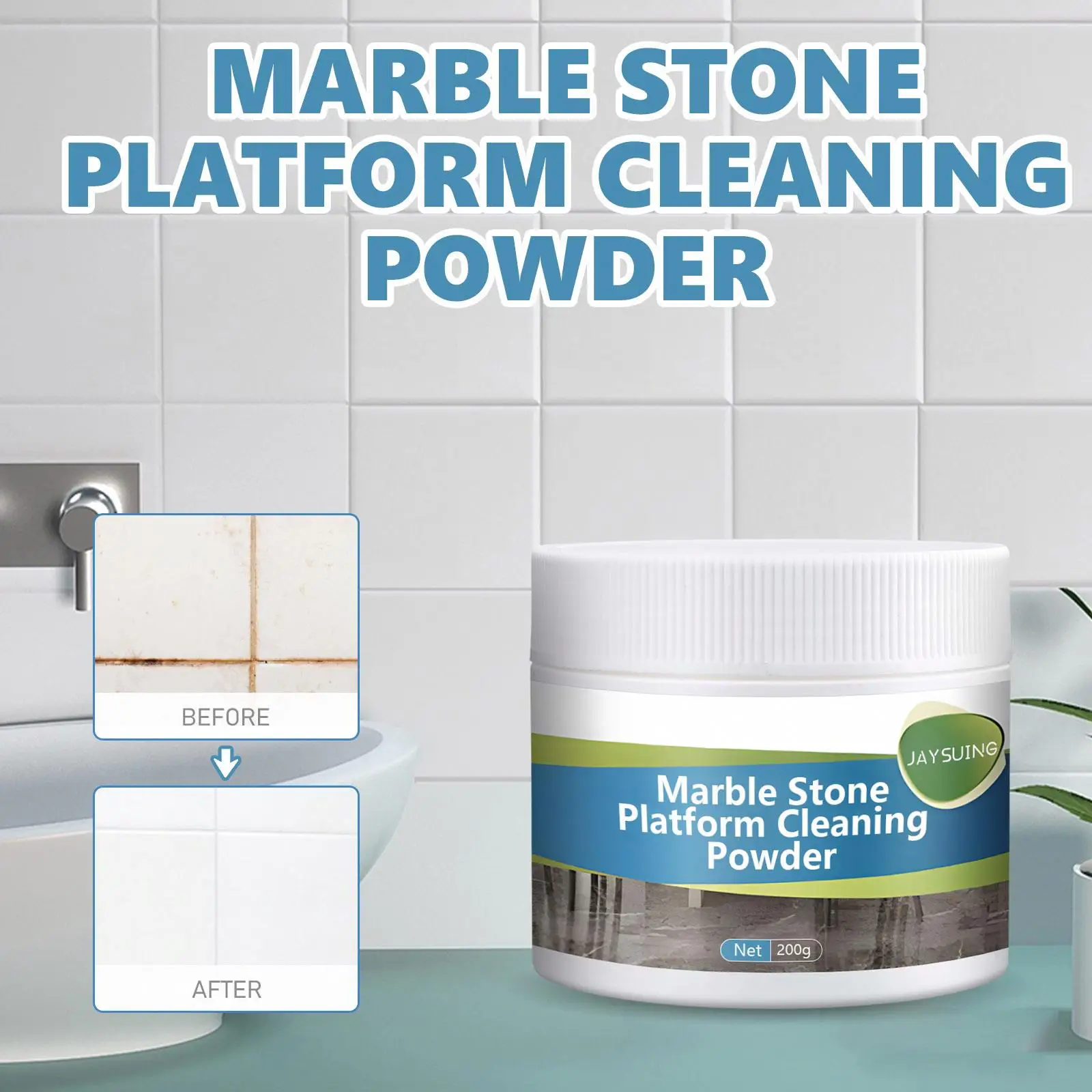 Jaysuing Wholesale OEM Stone Cleaning Powder Marble Quartz Stone Countertop Cleaner Kitchen Ceramic Tile Strong Decontamination