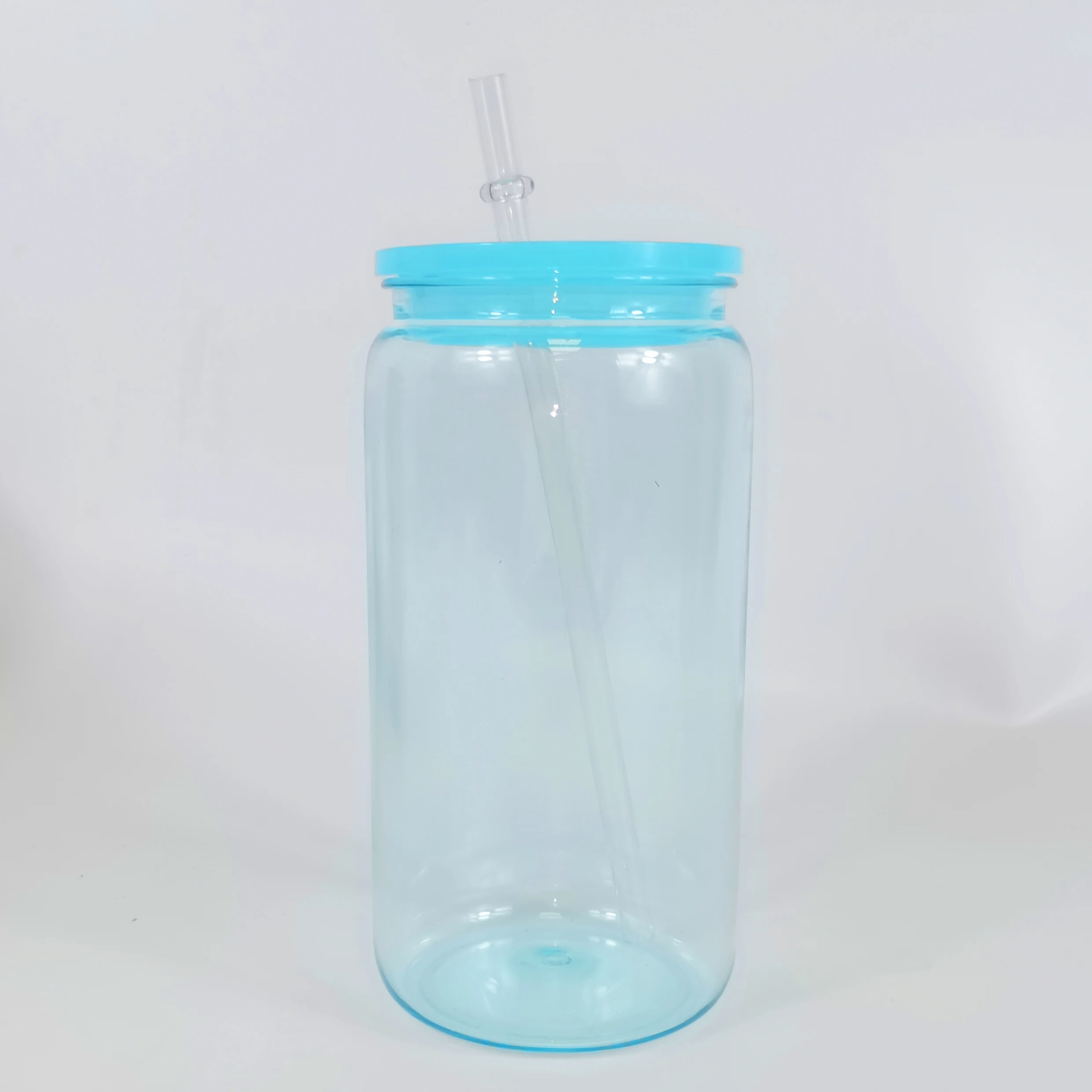 US warehouse Unbreakable plastic acrylic soda beer can jelly transparent mug plastic acrylic 16oz Coffee Mug for UV DTF wraps