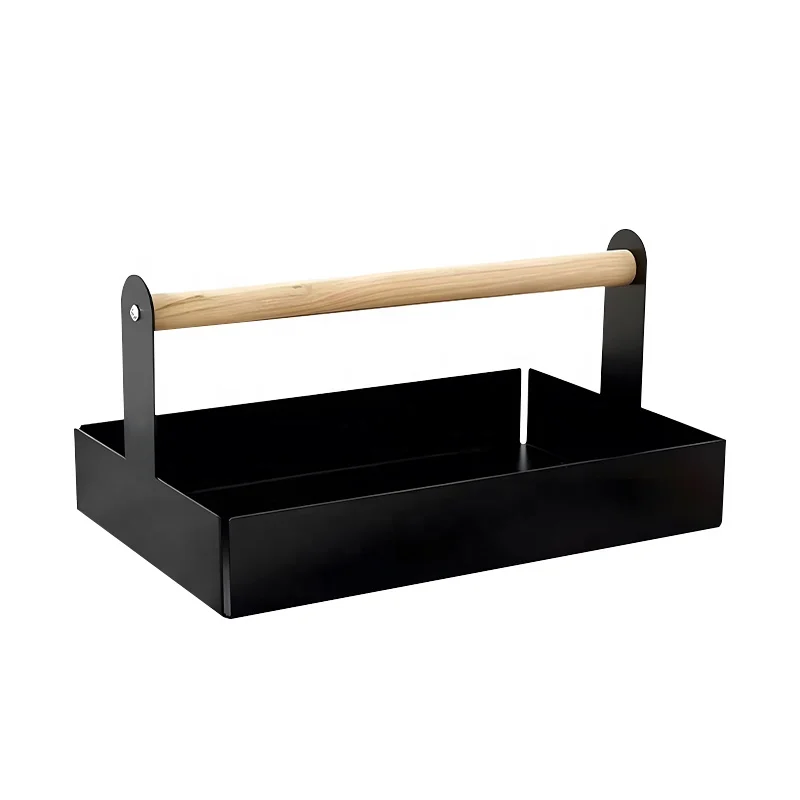 Home storage New Chinese desktop storage tray, wooden handle storage tray, desktop miscellaneous tray, photo prop tray