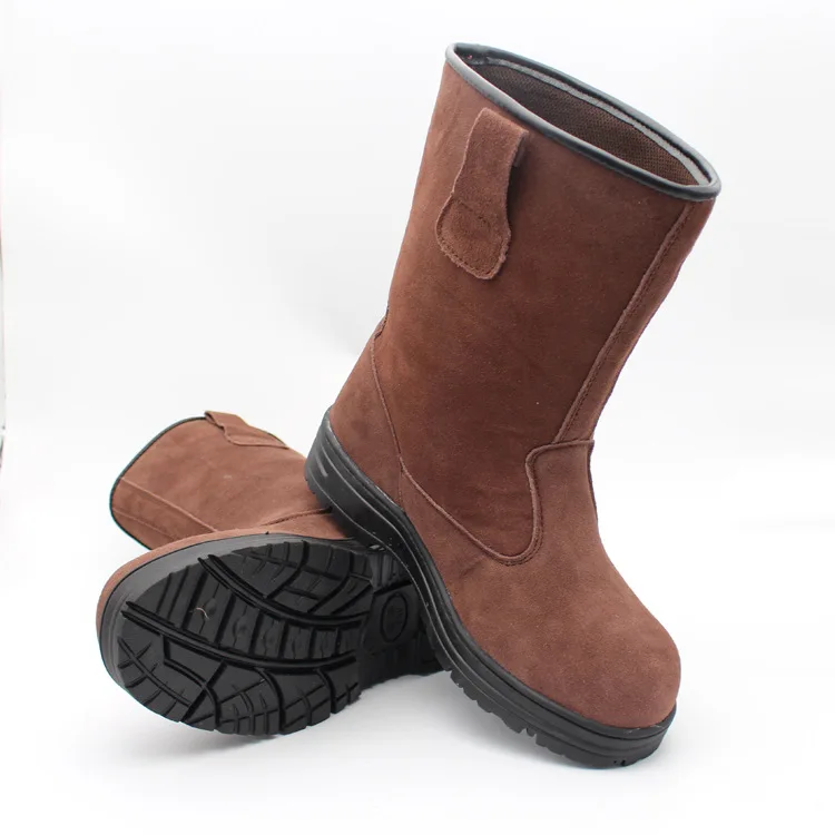 Custom men waterproof durable brown cow leather safety welding boots for welder boots wholesale