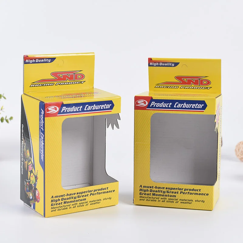 Custom logo printed product display and packaging hanging paper box with transparent window