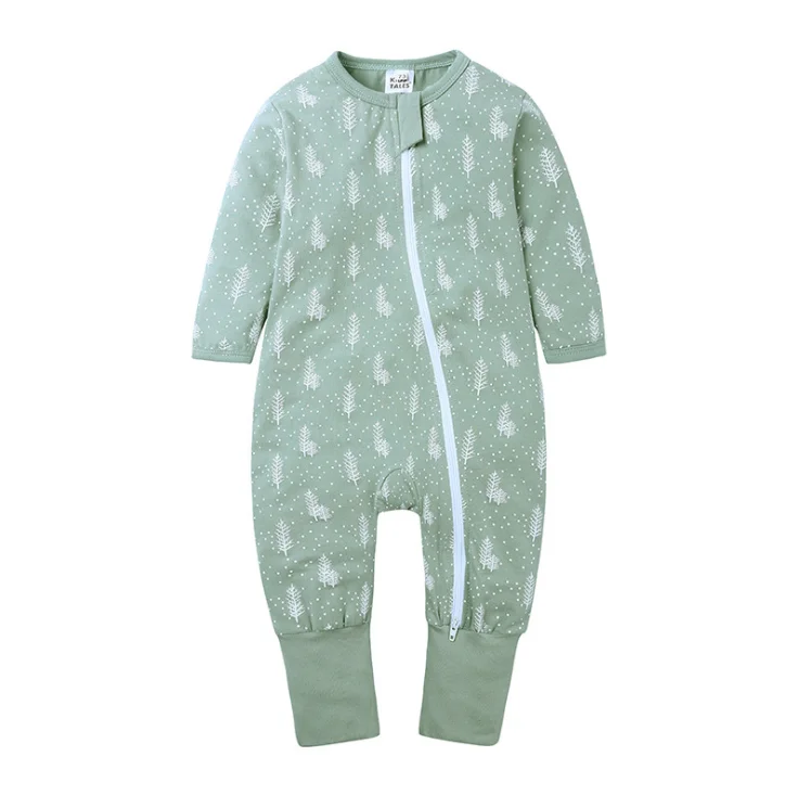 Newborn Baby Double Way Zipper Onesie Jumpsuits Toddler Infant Long Sleeve Rompers Pajamas