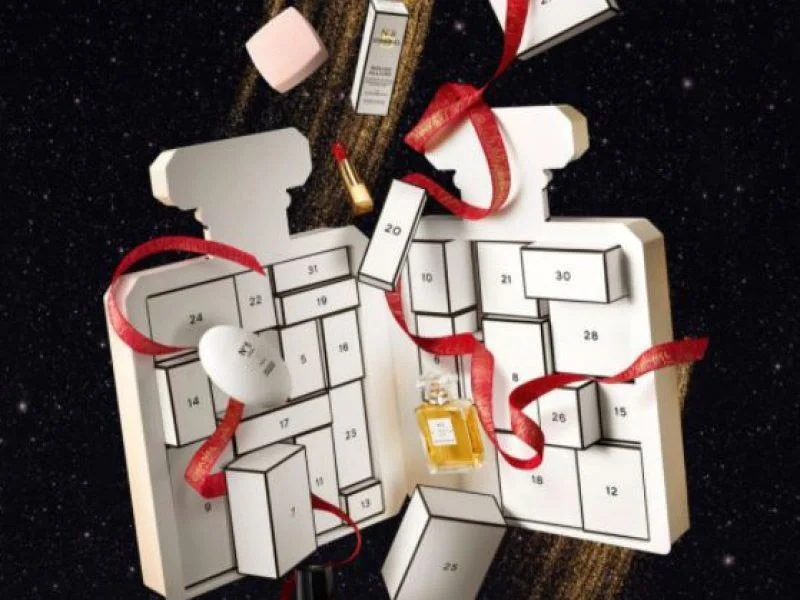 Calendar christmas box with 24 days drawer cosmetics skincare lipstick gloss packaging box Double Open advent calendar gift box