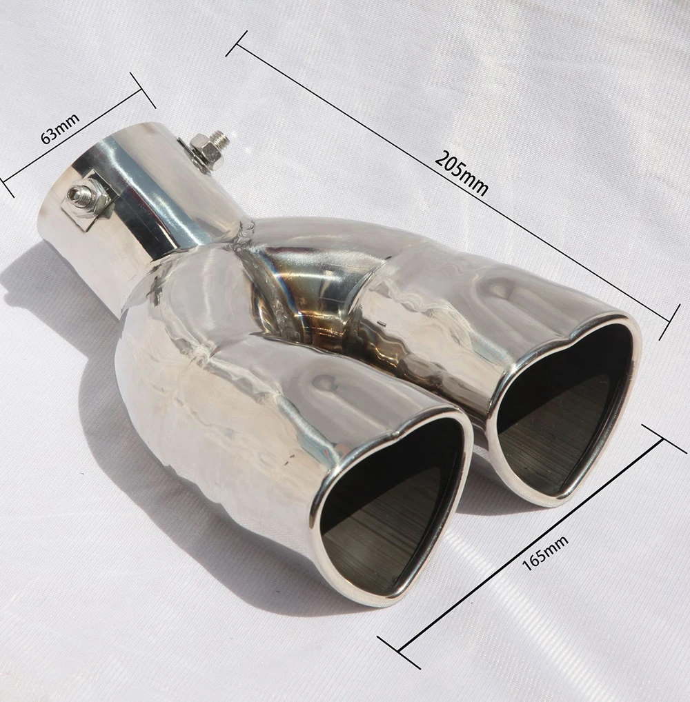 Heart Style Double Row Universal car sound whistle muffler exhaust pipe