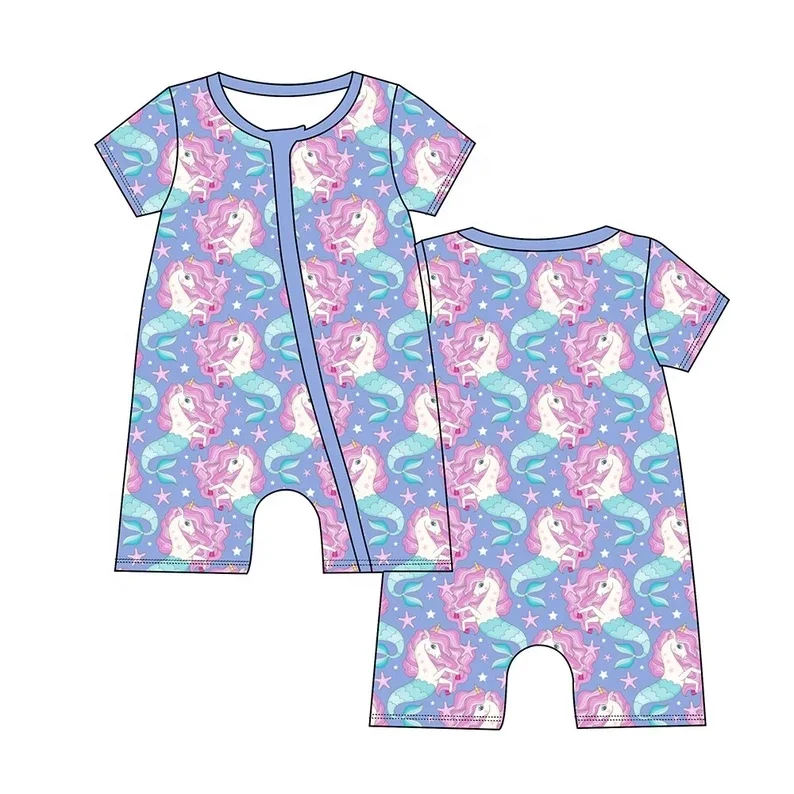 Comfortable baby jumpsuit children bamboo fiber tiger print zipper game suit breathable romper for newborns