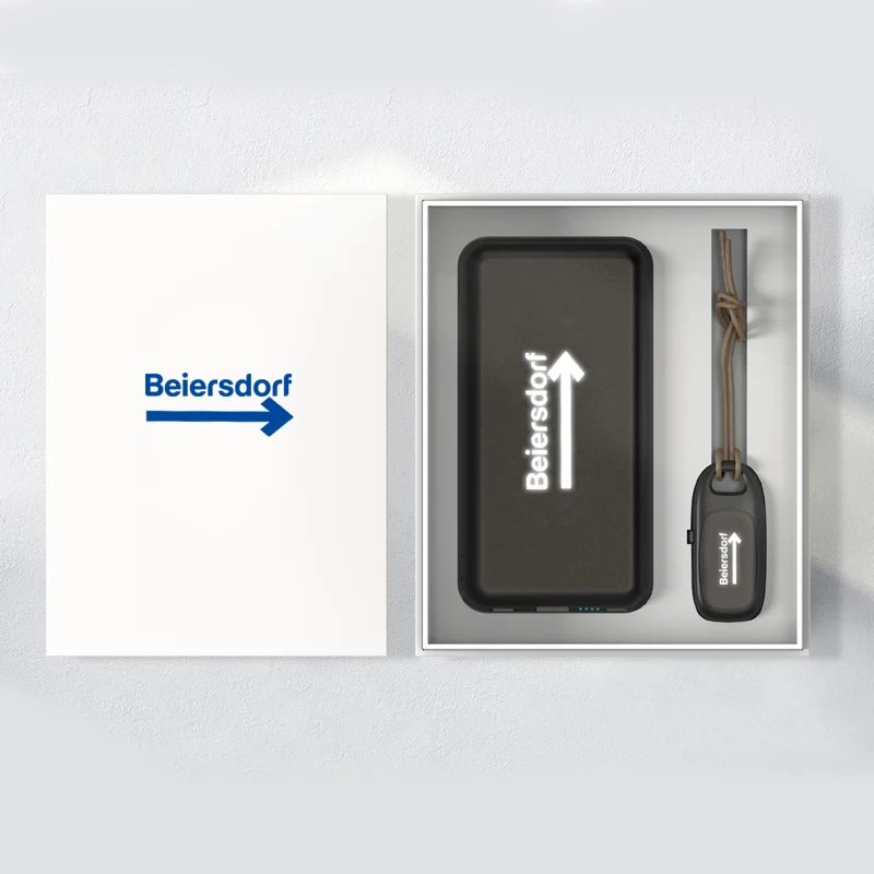 VPB-935WL PowerBank Set with UPB-935WSB Flash Drive Customized LED Light Up Logo 5000mah Wireless Charger for Iphone