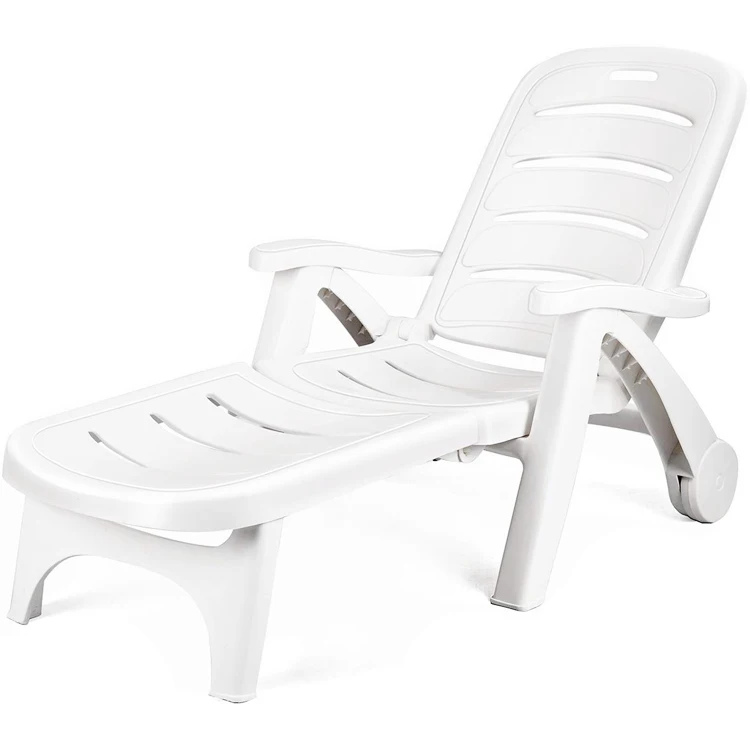 Plastic Foldable Outdoor Beach Chaise Lounge Chair