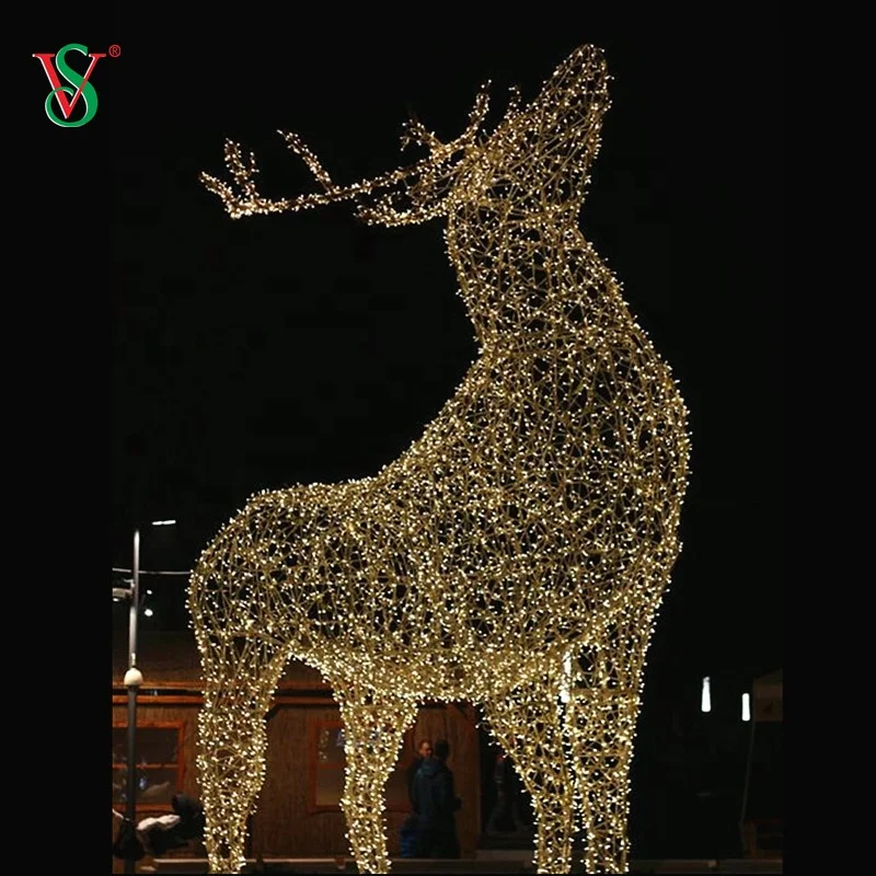 Large 3D Christmas Decoration Lovely Deer Led Street Motif Light
