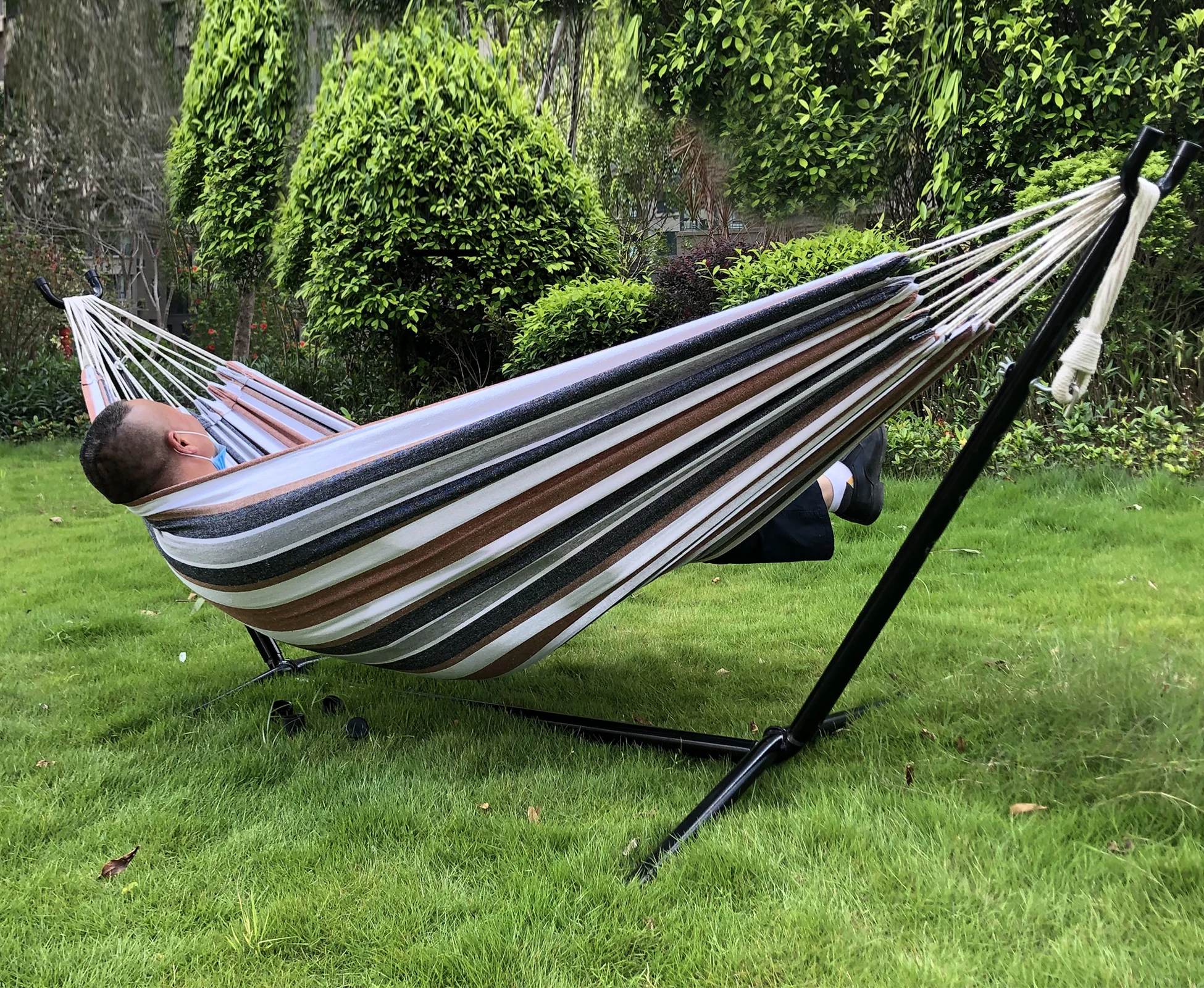  Dropshipping Portable Outdoor Garden Patio Camping Hammock Swing with Space-Saving Steel
