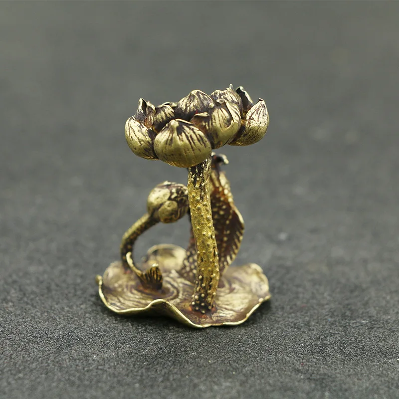 Retro copper lotus leaf reflux incense ornaments brass lotus incense holder incense rack