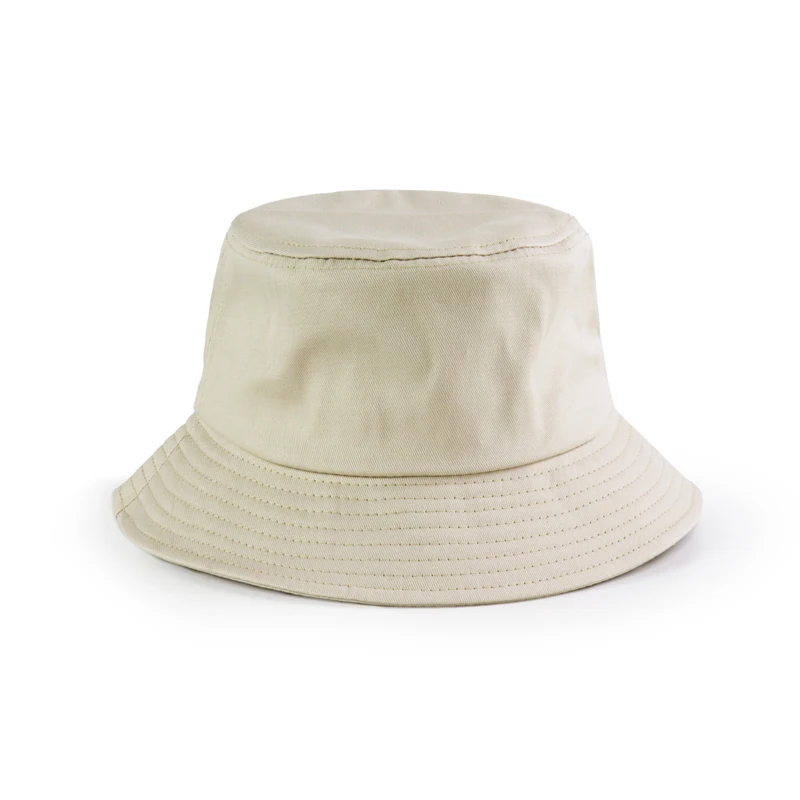 Wholesale unisex custom embroidery logo cotton travel solid outdoor flat top wide brim kids fisherman bucket hat caps