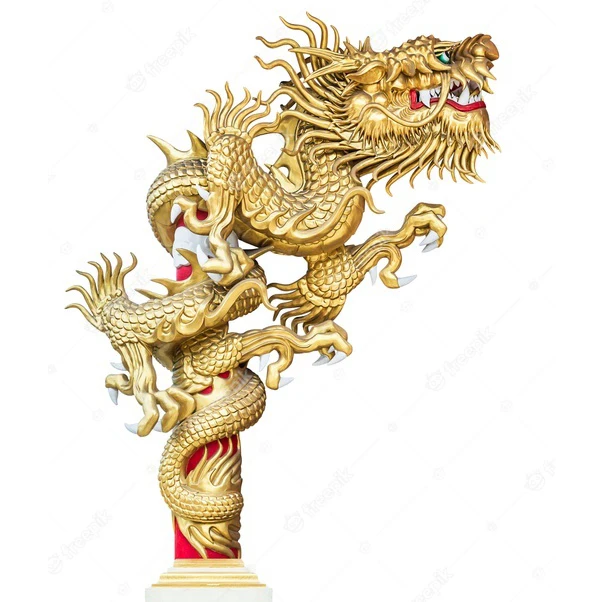 Dragon Statue Large Fengshui Garden Park Decor Fiberglass Animal Life-Size Chinese Dragon Statue With Pillar