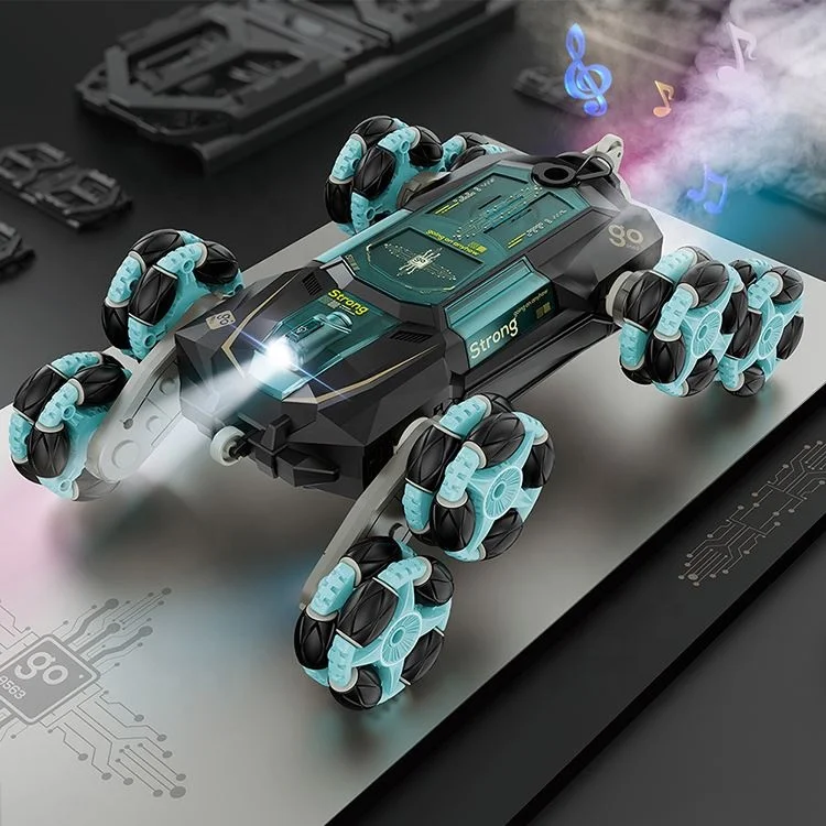 Handa Newest 2.4G Auto Demo Spray 360 Rotation Toy Car Eight Wheels Monster Transformation Rc Stunt Car With Music Light