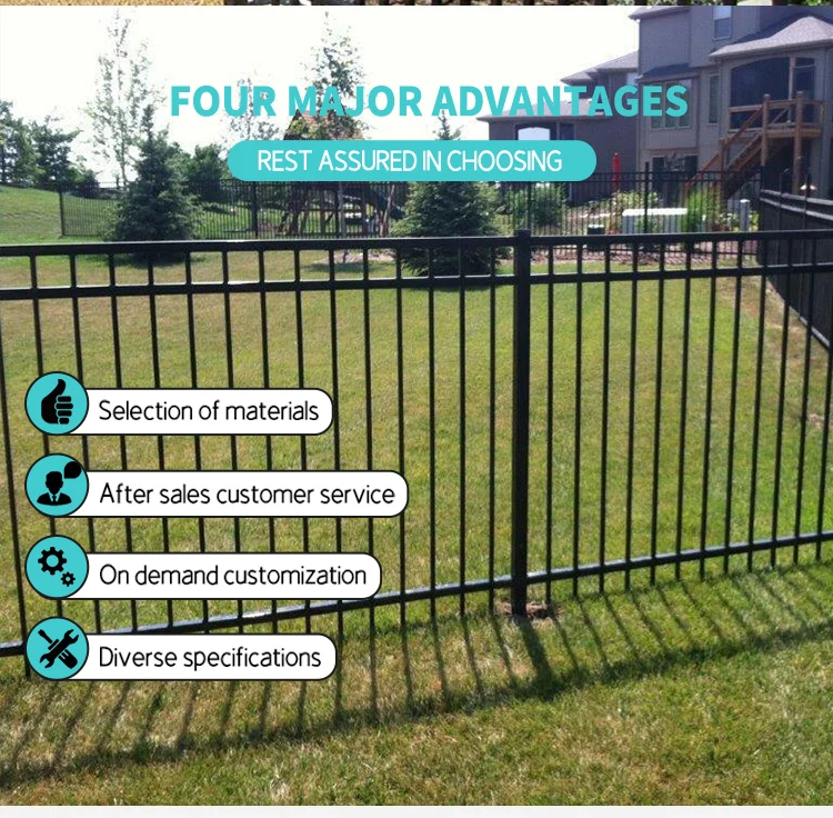 fancy aluminum fence Easily assembled custom 6 ft 3 rail flat top aluminum fence panels