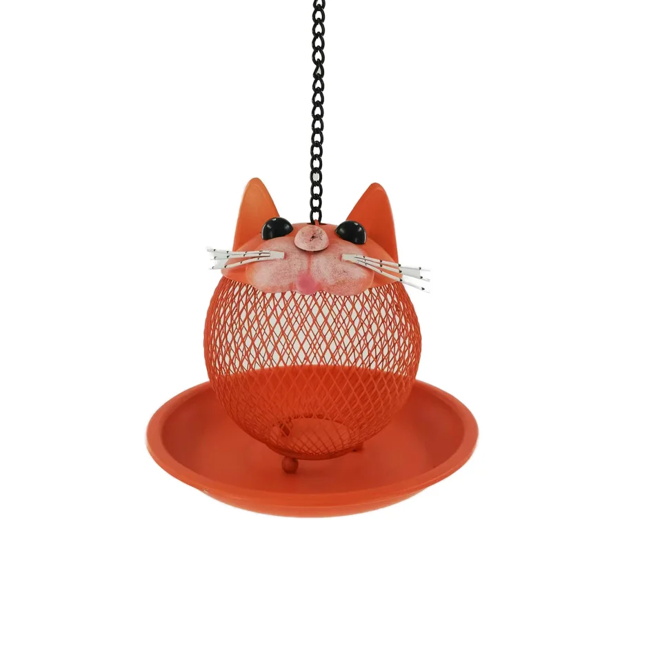 Cute orange cat shape feeder for birds window bird feeder bird feeder