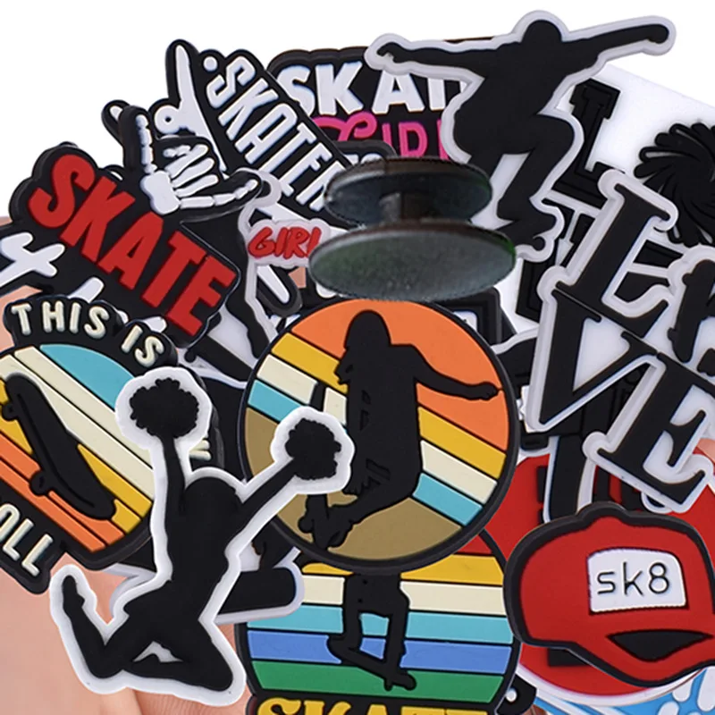 Factory Wholesale Sk8 Teenagers Boy Skateboarding Shoe Charm Cool Skate Croc Charms