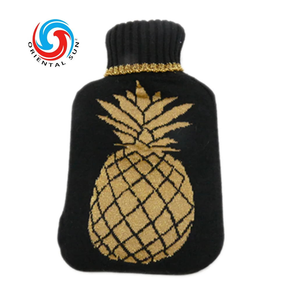750ml 1000ml 1500ml 2000ml warm hot water bottle with cotton black pineapple