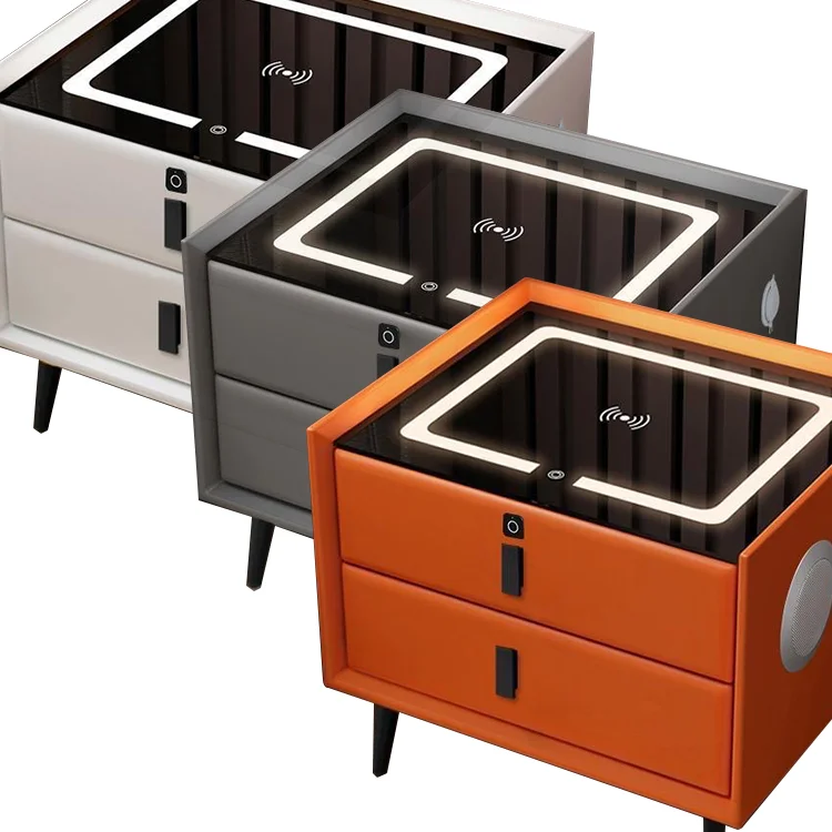 led light Nightstands night stand smart bedroom bedside table lamp modern luxury bedside table with charging station