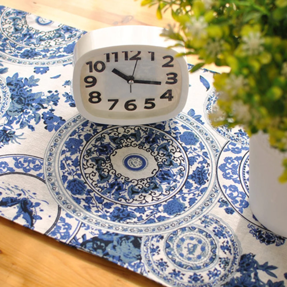 Floral Linen Burlap Table Runner Kitchen Table Runners 30x180cm for Holiday New Year Party Table Decorations Flowers