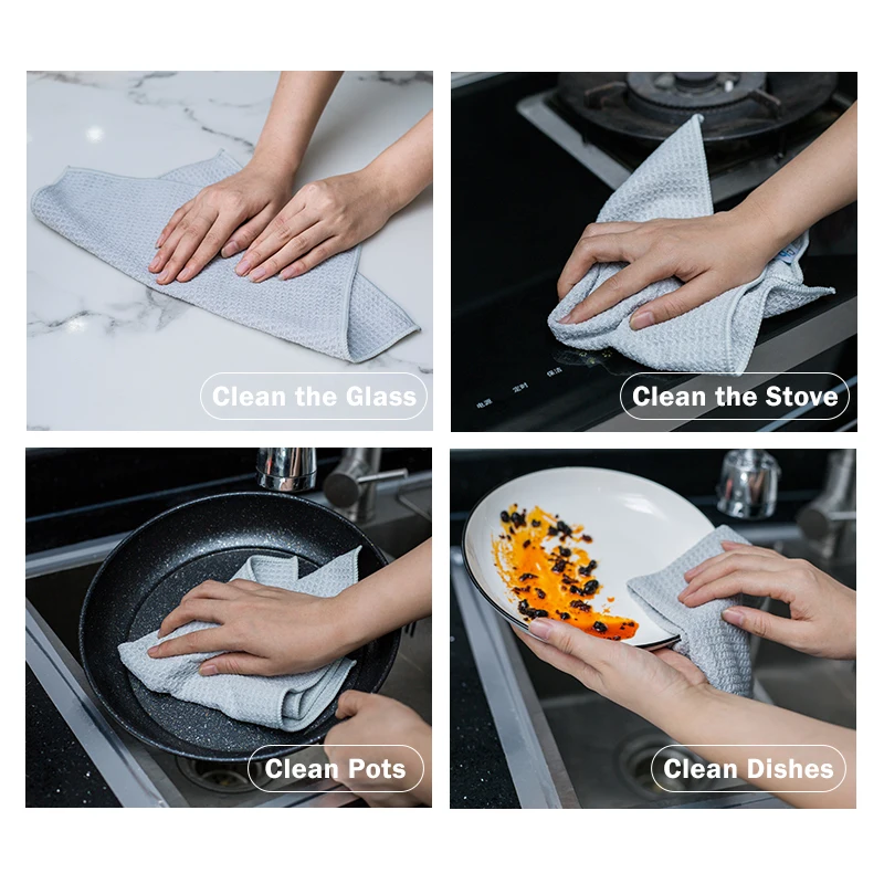 Customization Logo Microfiber waffle towel Quick Dry Window Kitchen Glasses Car Wash Cloth Microfiber Cleaning Cloths