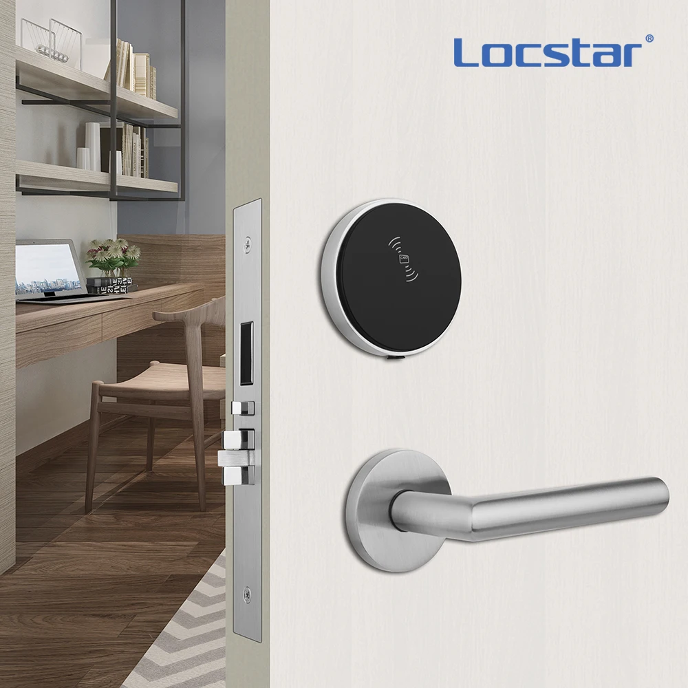 Locstar Security ANSI Mortise Split Intelligent Electronic Keyless Entry Smart Rfid Card13.56Mhz Hotel  Lock