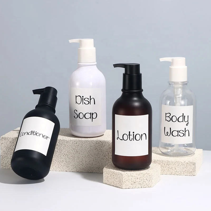 300ml 500ml matte brown shampoo and conditioner bottle matte black shower gel bottle