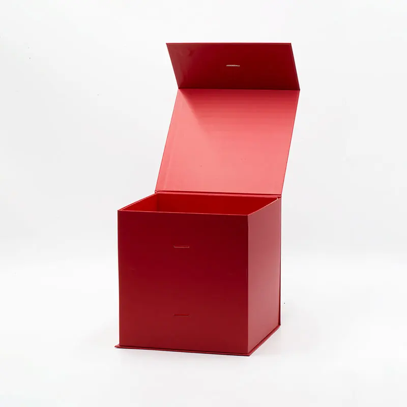 Bulk fancy red color products packaging rigid magnetic lid present box with ribbon