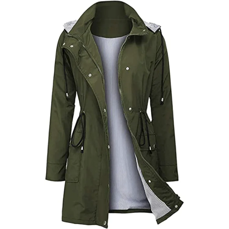 Custom Logo Long Winter Windbreaker Anorak Slicker Shell  Trench Coat Women Waterproof Jacket