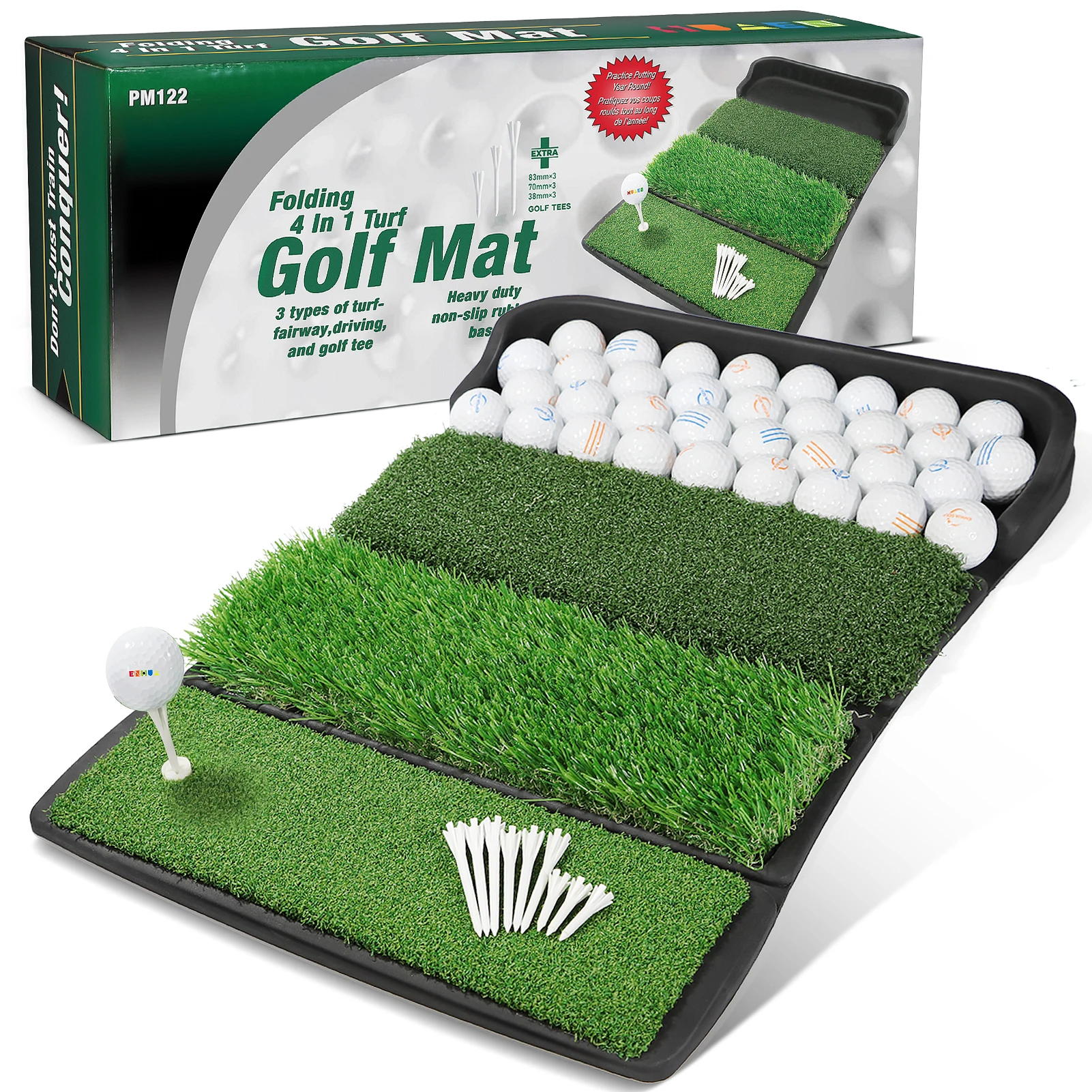 OEM/ODM Wholesale Hot sales 4 in 1 foldable Golf Hitting Mat with Tray Custom Practice Training