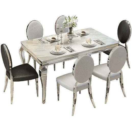 American style light luxury marble top dining set