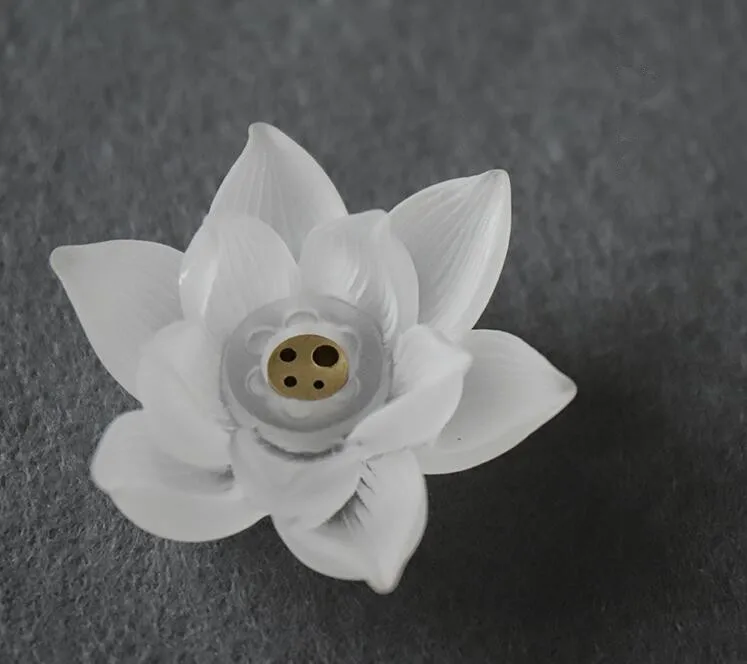 Crystal Glass Lotus Flower Shape Incense Stick Holder Burner