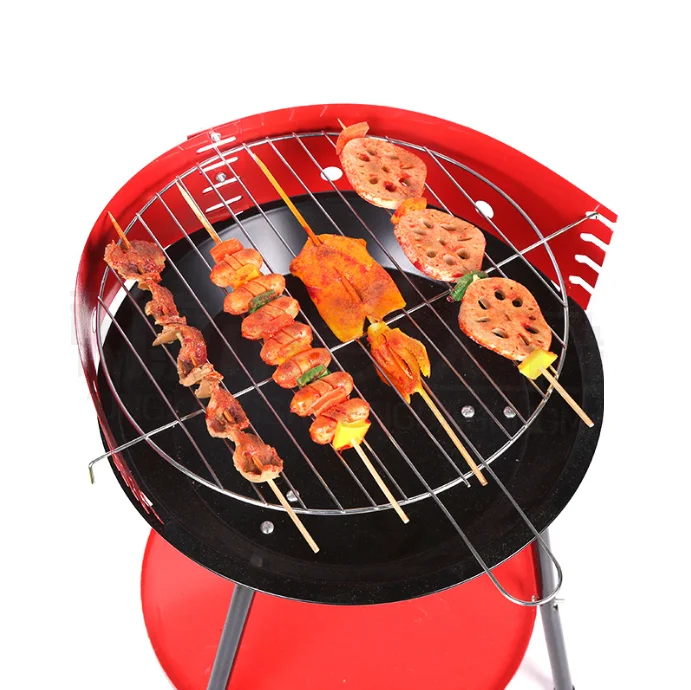 outdoor round shaped german mini 14 inch camping  kettle kamado grill bbq small portable charcoal grill