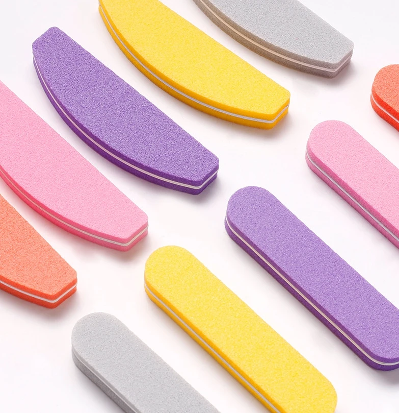 Best Selling Mini Double Side Custom Half Moon Round Professional Polishing Nail Art Durable Washable Small Sponges Nail File Bu